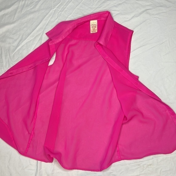 Sheer Pink sleeveless button down vest top Kids XL 10-14 Barbiecore Valentino - Picture 3 of 5